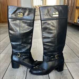 Coach Black Over the Knee Leather Boots